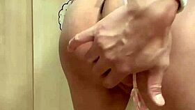 super cute maid in skimpy outfit teases anal with buttplug