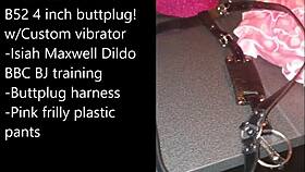 Sissy binds herself tight prepping ass with buttplug and monster dildo