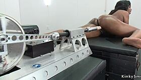 wanna see this busty ebony get machine fucked to squirting orgasm?