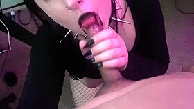 goth slut deepthroats interracial older asian cock like a pro