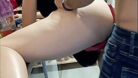 French slut in black satin dress takes doggystyle pounding with dirty talk