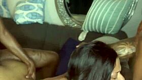 Freaky Ebony Threesome Double Penetrates Deep!