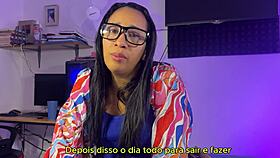 Busty brazilian milf spreads lingerie legs begging petite cock to creampie her wet tattooed pussy