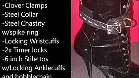 Sissy binds herself tight prepping ass with buttplug and monster dildo