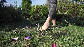 barefoot toes tease and crush flowers in dirty ranch grass play 🦶🌿 