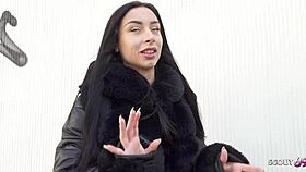 german scout picks up perfect latina teen 18+ caramella for outdoor casting fuck