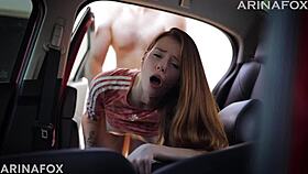 Babe bent over fucked in car POV