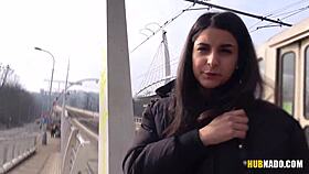 stacy sommers catches me jerking on tram watch her react