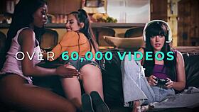 Big tits milf Kenzie drills bunny Madison's pussy raw