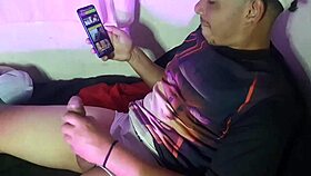 watching and stroking while she films the oiled solo massage