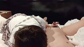 petite schoolgirl in uniform rides cock wildly until juicy creampie