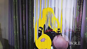 alexis andrews soaks up in wet latex cosplay frenzy