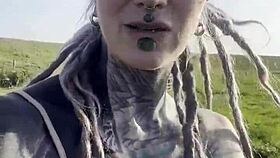 Happy Hippie Country Girl Chats With Cows