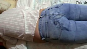After pounding her pussy I zip up jeans for massive ass cumshots dripping everywhere