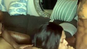 Freaky Ebony Threesome Double Penetrates Deep!
