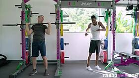 Cory Chase sneaks black monster cock pounding her big tits and ass bent over in gym