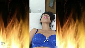 Craving Brunette's Blue Lingerie Tease?