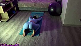 Yoga slut's ass stretched gaping with monster toys and fisting after class