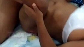 Ebony bbw's hairy pussy throbs as she deepthroats before fat tits facial explosion