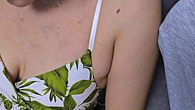 Horny stranger gropes big tits girl on public bus as she grabs his hard cock!