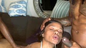 Freaky Ebony Threesome Double Penetrates Deep!