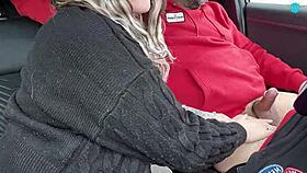 dirty mature wife sucks husband off in the car