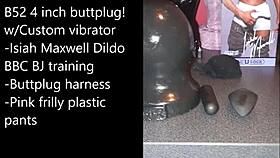 Sissy binds herself tight prepping ass with buttplug and monster dildo
