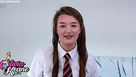 cheeky british student in uniform laughs at your pathetic small cock during joi tease