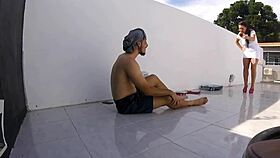 Latina milf with big tits caught assfucking on construction site