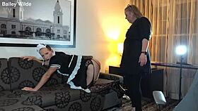 Sissy maid crossdresser learns humiliating tasks in homemade training