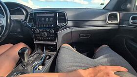 Girlfriend delivers messy handjob huge cumshot during car drive