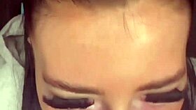 Horny british brunette slut girlfriend masturbates squirting orgasm on webcam pov