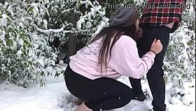 Real Amateur Couple Fucks Hard Bent Over in Snowy Outdoors