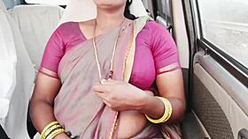 House maid with big boobs enjoys car ride and dirty Telugu talk