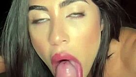 damn this petite latina 18yo gags sloppy deep on cock till cum floods mouth on casting