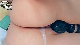 Close-Up Beautiful Shaved Creamy Wet Pussy Dildo Vibrator Masturbation