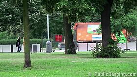 Extreme Public Threesome Pounds Cute Blonde Alexis Crystal!