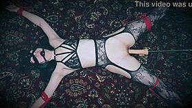 Testing sex machine on bound slut!