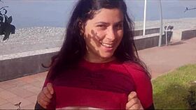 hey, wanna watch this big-titted babe get bent over publicly?