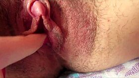 close up wet pussy throbs with big clit during intense vaginal orgasm