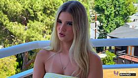 sky wonderland drops to her knees for public pov blowjob then rides cock hard outdoors