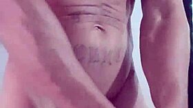 She strokes her big hard monster cock on webcam with dirty talk