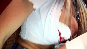 Cute College Student in Schoolgirl Outfit Sucks and Fucks Big Cock