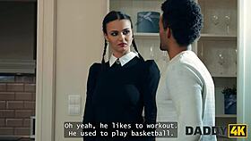 wednesday's shaved pussy cheats with old man's big black cock