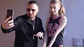 spot cute blonde student basketball babe fuck her juicy shaved pussy outdoor street doggystyle public pov