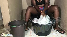 Shaved Housewife Laundry Turns into Wet Pussy Exposure