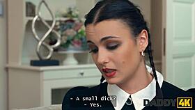 wednesday's shaved pussy cheats with old man's big black cock