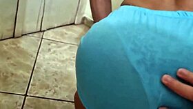 slipped hand on busty latina milf's wet pussy then she drops to suck hard cock