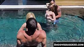 WOW! Big Tits Blondes Katie Kush And Kenzie Madison Suck Monster Cocks Poolside!
