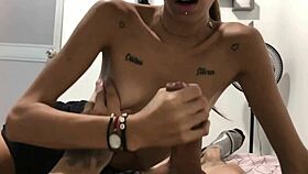 Skinny tattooed Latina goddess dominates with dirty talk